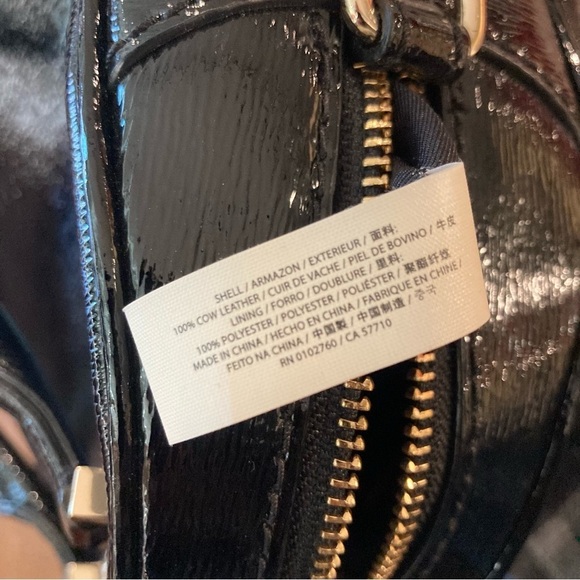 KATE SPADE  Patent Leather Polka Dot Lining BackPocket Handbag Purse Satchel - Picture 13 of 14